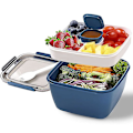 Miniatyrbillede 3 af 5: Salat Bento Box med Dressing Sauce Beholder - Lufttæt og Lækagesikker, Perfekt til Børn og Voksne
