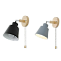 Miniatyrbillede 4 af 5: Sengelampe Natlampe Nordisk Træ Væglampe Sengelampe Soveværelse Gang Med Lynlås Hvid