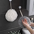 Miniatyrbillede 1 af 5: 2 stk. Håndklædebolde i uld til husholdning og køkken, hvid og grå, 27*19cm