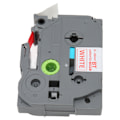 Miniatyrbillede 6 af 8: 5 stk. 18mm Label Maker Tape til Tze 241 Tz241 3/4in Label Tape Erstatning til Ptouch PTD400 PTD410 PTD600 Rød baggrund Hvidt bogstav Bze 445