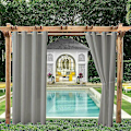 Miniatyrbillede 2 af 4: 2 stk. udendørs vandtætte gardiner, pergola isoleringsgardiner, udendørs lysthuse, terrasse veranda (150*166, grå)