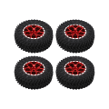 Pikkukuva 7 / 8: 4 kpl 7 mm:n metallivanteen kumirenkaat AXIAL SCX24 1/24 RC-autoon, päivitystarvikkeet, punainen