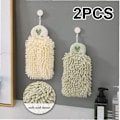 Miniatyrbild 3 av 5: 2-pack Handdukar för Badrum Dekorativ Set, Chenille Boll Hängande Handduk Mikrofiber Absorberande Mjuk Liten Badhandduk med Spänne