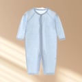Miniatyrbillede 6 af 8: Baby Jumpsuit Tynd Åndbar Blød Bomuld Knap Lukning Spædbarn Natdragt til Sommer Lyseblå 59cm