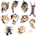 Miniatyrbild 1 av 5: 10 st 3D Katt Väggdekaler Kattdekaler Vägg Toalettdekaler Vattentäta för Sovrum Toalett Barnrum Heminredning DIY Dekaler