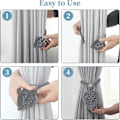 Miniatyrbillede 4 af 5: Bohemian Leaf Curtain Tiebacks - Sæt med 2, Grå