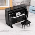 Miniatyrbillede 6 af 8: Træ Miniature Upright Piano Mini Musikinstrument Model Børn Gave Hjem IndretningSort