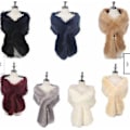 Miniatyrbilde 1 av 3: Faux pels kvinners vinter sjal wrap beige varm skjerf