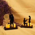 Miniatyrbillede 7 af 8: Jern lysestage romantisk par lys statue gaver til par til bryllupsdag