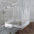 Pikkukuva 4 / 4: Lintukylpy, läpinäkyvä kuution muotoinen lintukylpyamme suihkukehikko pienille linnuille papukaijoille Myna Varpusille suuri (16*16*16CM)