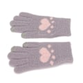 Miniatyrbillede 4 af 8: Sødt kattepote mønster touch screen handsker åndbar blød imitation mink varm tyk handsker lilla