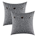 Miniatyrbilde 1 av 4: Firkantede Dekorative Putetrekk Rustikk Stil Lin Dekorative Putetrekk med Dekorative Knapper for Sofa Soverom Hjem Mørk Grå 45X45CM, 2 Stykker