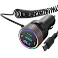 Pikkukuva 1 / 5: Bluetooth 5.4 FM-lähetin 60W PD QC3.0 Autolaturi