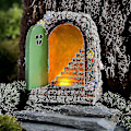 Miniatyrbillede 1 af 5: Mystisk miniature fe have dør til træstamme
