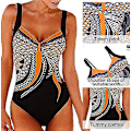 Miniatyrbillede 5 af 5: Dame vintage tribal print Push-Up Monokini badedragt