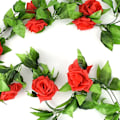 Miniatyrbillede 8 af 8: 5 stk. kunstig vinroseblomst silkeblomst guirlande boligindretning til soveværelse kontor rød