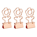 Miniatyrbillede 2 af 8: 100 stk. Mini Binder Clips Blomsterform Stærk Klemmekraft Metal Lang Hale Clips Kontorartikler Rosaguld
