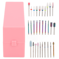 Miniatyrbild 4 av 8: Nail Bits Displayer Organizer 30 hål Dammtät cover Säker Tungsten Steel Mini Nagelbitshållare med förvaringslåda