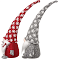 Miniatyrbild 3 av 5: Snöflinga Jul Tomtar Set om 2, Jul Heminredning Svensk Plysch Tomte Fylld Bordsdocka Handgjord Tomtegåva Älv Figurin 35 cm