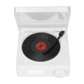 Miniatyrbilde 4 av 8: X11 Bluetooth Alarmklokkehøyttaler 360 graders stereolyd Retro Roterende Vinylplate Alarmklokkehøyttaler DC 5V1A Hvit