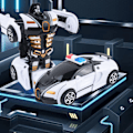 Miniatyrbild 5 av 8: Omvandlande bil leksak slagtålig dubbel tröghet robust hållbar robot bil leksak för barn pojkar vit och svart