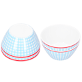 Miniatyrbillede 2 af 8: 4 stk. 6 tommer salatskål middagsserveringsskålsæt køkken imitation porcelæn middagsstel lyseblå gitter