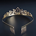 Miniatyrbillede 5 af 5: Guld Krystal Rhinestone Bryllup Tiara Kam - Prinsesse Pageant Brudebal Pandebånd