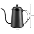 Miniatyrbillede 3 af 5: 650ml Rustfri Stål Tekande Rustfri Svanehals Kaffekande Kedel Te- og Kaffesæt til Hjemmet og Restauranten (Sort)