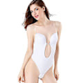 Miniatyrbild 1 av 3: Rygglös U-ringad Body Shaper Bh Bodysuit för Kvinnor - Vit 2XL