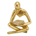 Miniatyrbild 5 av 8: Tänkare läsande staty harts sittande figur abstrakt konst prydnad för vardagsrumsskåp dekoration guld