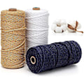 Miniatyrbild 1 av 5: 3 Färger Makramégarn, Makramérep 3mm X 100m Naturligt Makramé Bomullsgarn, Naturlig Bomullssnöre Flätat Rep DIY Tapestry, Växt Hantverk Present Dekoration