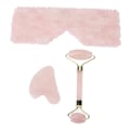 Miniatyrbilde 2 av 8: Gua Sha-sett i rosa krystall for øyefascial skraping og jadestenrullesett for hudpleie og muskelavslapping