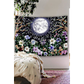 Miniatyrbillede 2 af 5: Æstetisk Månehave Gobelin Vægophæng, Natscene med Farverige Planter og Blomster Gobelin til Soveværelse Boligindretning 130cm×150cm (50\"B × 60\"L)