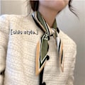 Miniatyrbillede 4 af 4: Silke tørklæde pandebånd retro bundet hestehale bue bånd hårbånd feminine tilbehør olivengrøn
