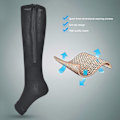 Miniatyrbillede 6 af 8: 1 par lynlås mellem læglængde sok kompressionsstrømper Slanke leggings Stretch sokker åben tå (sort l XL)