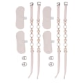 Miniatyrbilde 7 av 8: 2 par Faux Pearl matt beige høyhælte sko stropper Rhinestone løse høye hæler ankelstropper for kvinner