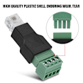 Miniatyrbilde 3 av 8: Ethernet-kontakt RJ11 6P4C hann til 4-pinners skrueterminalkontakt
