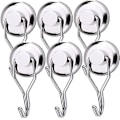 Miniatyrbillede 1 af 5: Neodymium magnetkrogesæt - Stærke 45 kg trækkraft drejelige køkkenkølekroge til håndklæder og karklude - pakke med 6 stk.