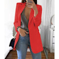 Miniatyrbillede 4 af 4: Grå Lapel Arbejdskontor Blazer Jakke til Kvinder Casual Langærmet