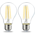 Miniatyrbillede 1 af 5: LED E27 Edison Skruepære, 4W Klar Filament, Varm Hvid, Ikke-Dæmpbar - 2 Pak