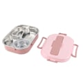 Miniatyrbillede 5 af 8: Rustfrit stål Madkasse 4-gitter Bærbar Bento Box Fødevareopbevaringsbeholder til Voksen studerende 4-Grid Madkasse med Suppeskål: Pink