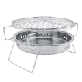 Miniatyrbillede 8 af 8: Rustfrit stål Mini BBQ Grill Foldbar Bærbar Rund Grill Komfur til Udendørs Camping Patio
