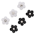 Miniatyrbild 5 av 8: Nail art med 3D-blomma Svart Vit 5 Kronblad Blomma Nagelprydnader för DIY Nageldekoration