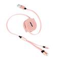 Miniatyrbillede 3 af 8: 3 i 1 Multi Retractable Charger Cable 3A med TypeC/til IOS/Micro USB Connector 1.1M(Pink )