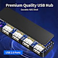 Miniatyrbild 4 av 5: USB-hubb, 4-portars USB-hubb Ultratunn Bärbar USB-splitter för iMac Pro, MacBook Air, Mac Mini/Pro, Surface Pro, Notebook PC, Laptop, USB-minnen,
