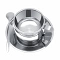 Miniatyrbillede 7 af 8: Rustfrit stål isoleret kaffekop Dobbeltvægget temælkkrus med tallerken-ske sæt bordservice