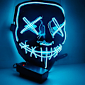 Miniatyrbilde 1 av 5: Skummel LED Halloween-maske - Rød+Blå Lysende Festfavoritt
