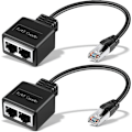 Pikkukuva 1 / 4: 2 kpl RJ45 Ethernet-kaapelin verkkosovitin Ethernet-jakaja-adapteri Ethernet-jatkojohto kaksoisverkkosovitin sopii Cat5 Cat5e Cat6 Cat7 LAN-sovitin Plu