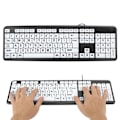 Miniatyrbild 7 av 8: Svart Low Vision-tangentbord USB trådbundet gamlingtangentbord med vita print Svart