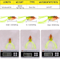 Miniatyrbilde 5 av 5: 6 STK 5,5 cm Ray Frog Topwater Crank Frog Lure Myk 3D øyefiske agn og krok